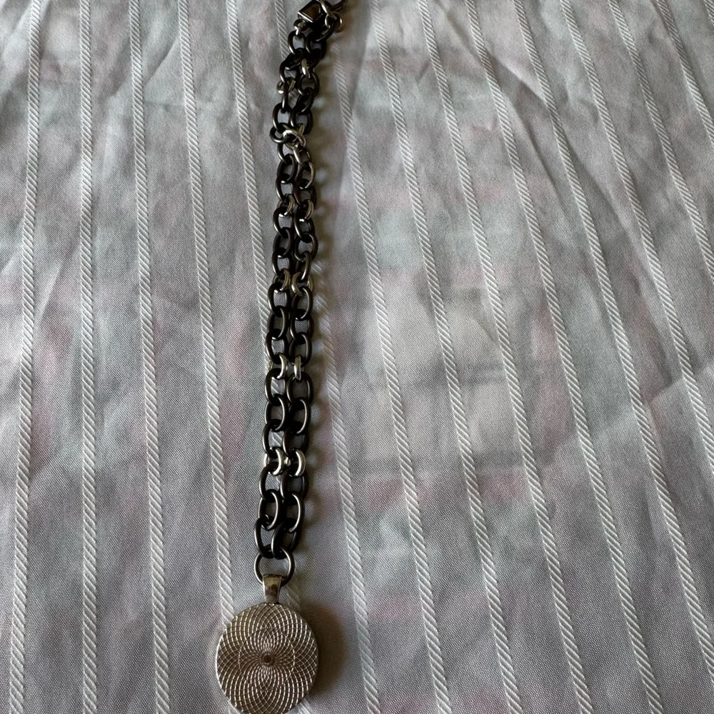 Vintage Chanel Necklace Marked CC Silver Chain 1” Pendant